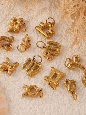 Stainless Steel Twelve Constellations Necklace Pendant Parts Simple Advanced 18K Gold Plating