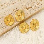 High-Grade All-Match Stainless Steel Studs Women's Vacuum Plating round Retro Embossed Earrings