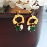 Unique Design Geometric Freshwater Pearl Face Cleaning Gel Stone Pendant Earrings Elegance Retro Earrings