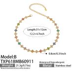 color: TXP618-B Style Multicolor Zircon Gold Necklace -31+12cm