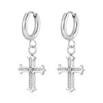 color: MS-649 Steel Color Cross With Stones Ear Cuff