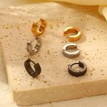 New Ear Clip Hip Hop Stainless Steel Ear Ring Exquisite Cold All-Match Frosted Simple Bracelet Earrings