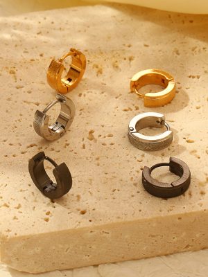 New Ear Clip Hip Hop Stainless Steel Ear Ring Exquisite Cold All-Match Frosted Simple Bracelet Earrings