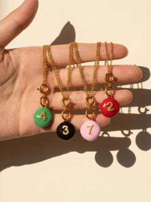 Summer Fresh Candy Color Number Card Jewelry Buckle Pendant Non-Fading Simple All-Match DIY Accessories