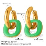 color: EH1282GNG Green Enamel Earrings