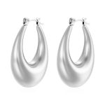 color: Oval Hollow Earrings Steel Color MS-619