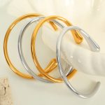 Minimalist Open Water Drop Bracelet Stainless Steel Handmade Fine Polished Mirror Bracelet Daily Commuter Bracelet for Women