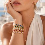 Heart-Shaped Inlaid Heart-Shaped Zircon Stainless Steel Plated 18K Gold Light Luxury Hand Accessory Bracelet Female Accessories