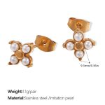 color: EH908WEG White Bead Gold Earrings