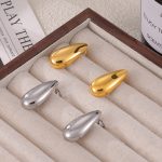 Water Drop Shape Glossy Stainless Steel Earrings New Cold Simple Casual Earrings