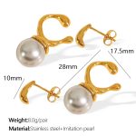 color: EH840EH17GYG Gray Bead Ear Clip + Gold Small Stud Earrings