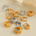 Simple Stainless Steel Thick Cylindrical Hollow Ear Ring Female Plated 18K Solid Polished Surface Earrings Jewelry