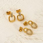 Inlaid Zircon Classic Style Stainless Steel Studs Women's Non-Fading Graceful Earrings