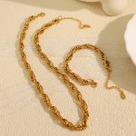 Thick Hemp Flowers Simple Butterfly Necklace Women's Trendy Hip Hop Water Wave Bracelet Temperament Cold Stainless Steel Gold-Plated Collarbone Necklace