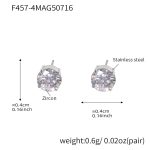 color: F457-Steel Color Zircon Stud Earrings -4mm