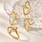Irregular Line Ring Simplicity and Exaggeration Geometric Stainless Steel 18K Gold Switchable Index Finger Ring