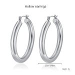 color: 4*25mm Hollow Earrings Steel Color