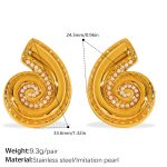 color: EH817WEG White Bead Gold Earrings