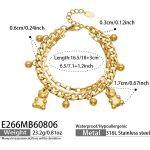 color: E266-Bear Pendant Cuban Chain Gold Bracelet -16.5/18+3cm