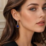 Super Flash Three-Color Cut Glass Stone Earrings Studded with Zircon Stainless Steel 18K Gold Plating Female Accessories Earrings