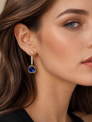 Super Flash Three-Color Cut Glass Stone Earrings Studded with Zircon Stainless Steel 18K Gold Plating Female Accessories Earrings