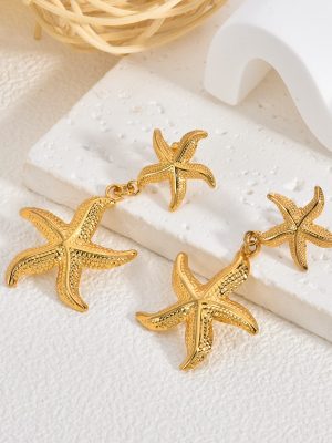 Stellar stainless steel earrings, light luxury, high-end, vintage, minimalist jellyfish design, vacation-style exaggerated earrings for women.