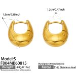 color: F804-U Shape Polished Gold Earrings -S