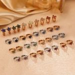 Stainless Steel Five-Leaf Flower Inlaid Zircon Earrings Women's 18K Plated Earrings