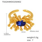 color: TXA244-Blue Zircon Flower Core Ring -Size 7