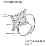 color: TXA294-Steel Color 5A Zircon Ring -Size 7