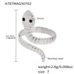 color: A787-Steel Color Single Layer Serpentine Ring / size: US 7