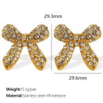 color: EH792 White Rhinestone Gold Earrings