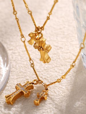 All-Match Cross Clavicle Chain Advanced Exquisite Necklace Design Long Chain