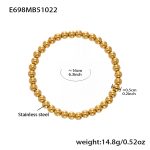 color: E698-Gold Bracelet Steel Bead Diameter 5mm