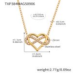 color: TXP384-Gold Heart 8 Letter Zircon Necklace 41+5cm