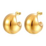 color: Half Round Hollow Earrings Gold MS-003