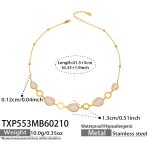color: TXP553-Gold Pink Glass Stone Necklace 41.5+5cm