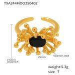 color: TXA244-Black Zircon Flower Core Ring -Size 7
