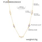 color: P1303-Freshwater Pearl Seed Bead Chain 40+5cm