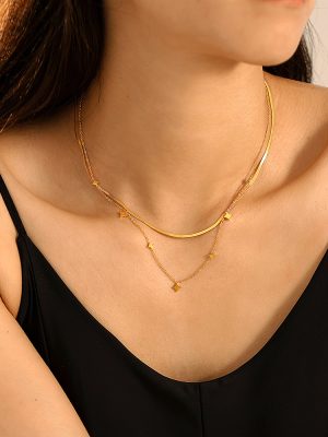 Light Luxury Starry Shiny Diamond-Shaped Sequins Clavicle Necklace Exquisite Starry Stainless Steel Necklace