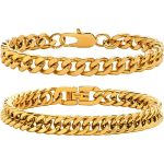 Stainless Steel Four-Side Grinding Widened Bold Hip Hop Domineering Bracelet Cuban Link Chain Personalized Punk Boyfriend Gift