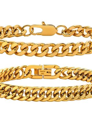 Stainless Steel Four-Side Grinding Widened Bold Hip Hop Domineering Bracelet Cuban Link Chain Personalized Punk Boyfriend Gift