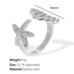 color: JZ114 US Size 7# Adjustable Silver Ring