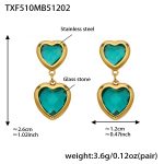 color: TXF510-Light Green Color Faceted Stone Gold Earrings