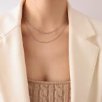 color: P869-Double Layer Steel Color Necklace