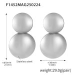color: F1452-Steel Color Double Circle Statement Earrings