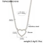 color: TXP455-Steel Color White Zircon Necklace 41+5cm