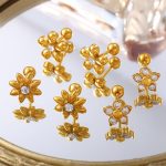 Exquisite Small and Sweet Flower Heart Shape with Diamond Earrings Stainless Steel Bright Variety Earrings