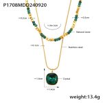 color: P1708-Gold Double Layer Necklace