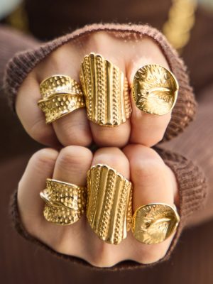 INS Stainless Steel Eye-Catching Ring Female 18K Gold Plated Color Retaining Design Personality Cell Phone Finger Ring